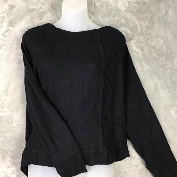 Caslon Women’s Black Waffle Knit Boat Neck Dolman Sleeve Top Size S NWOT - Picture 2 of 9